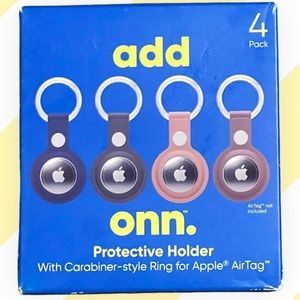 ONN Protective Holder With Carabiner-style Ring for Apple AirTag 4-Pack - NWT
